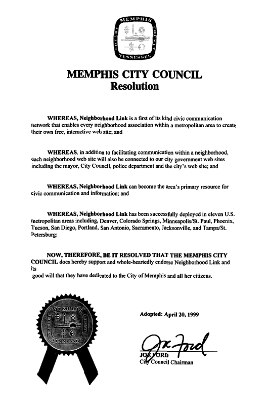 Letter From Memphis City Council